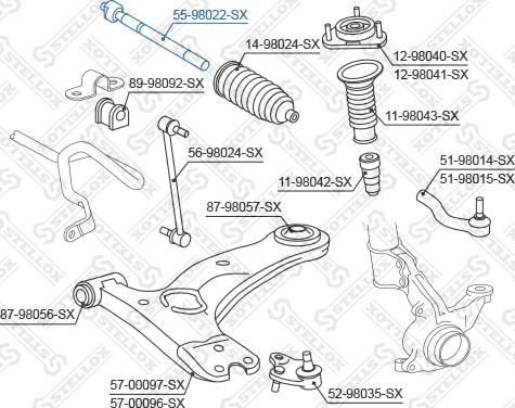 Stellox 55-98022-SX - Aksiālais šarnīrs, Stūres šķērsstiepnis www.autospares.lv