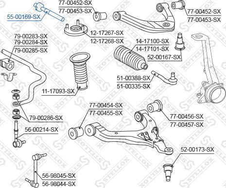 Stellox 55-00169-SX - Aksiālais šarnīrs, Stūres šķērsstiepnis www.autospares.lv