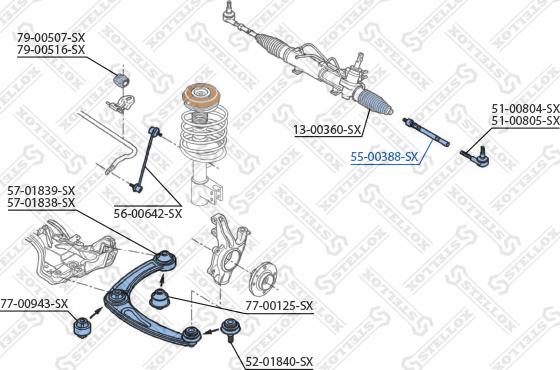 Stellox 55-00388-SX - Aksiālais šarnīrs, Stūres šķērsstiepnis autospares.lv