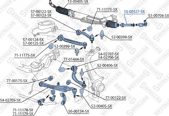 Stellox 55-00327-SX - Осевой шарнир, рулевая тяга www.autospares.lv