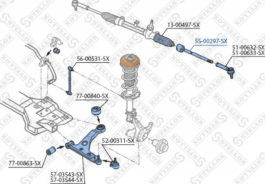 Stellox 55-00297-SX - Aksiālais šarnīrs, Stūres šķērsstiepnis www.autospares.lv