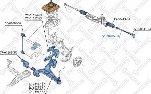 Stellox 55-00286-SX - Aksiālais šarnīrs, Stūres šķērsstiepnis www.autospares.lv