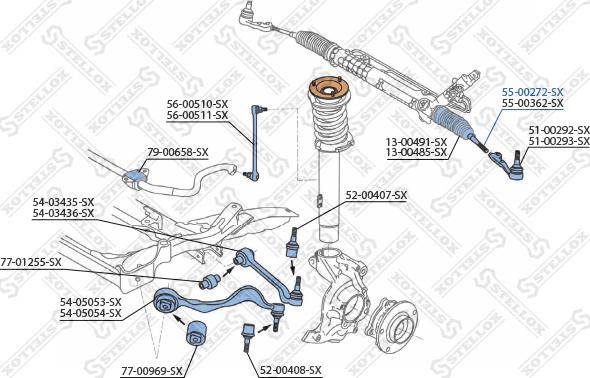 Stellox 55-00272-SX - Aksiālais šarnīrs, Stūres šķērsstiepnis www.autospares.lv