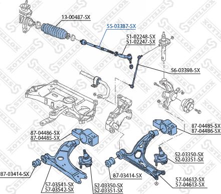 Stellox 55-03387-SX - Aksiālais šarnīrs, Stūres šķērsstiepnis www.autospares.lv