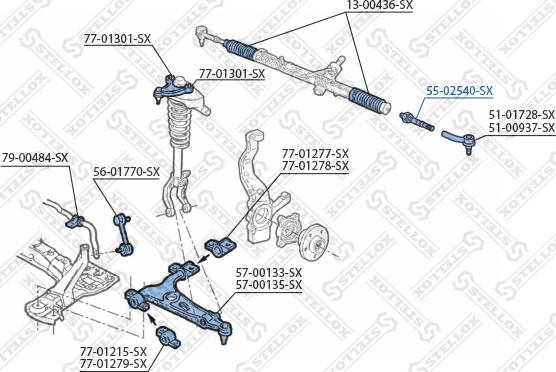 Stellox 55-02540-SX - Aksiālais šarnīrs, Stūres šķērsstiepnis www.autospares.lv