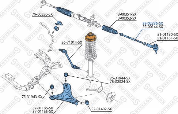 Stellox 55-02336-SX - Aksiālais šarnīrs, Stūres šķērsstiepnis autospares.lv