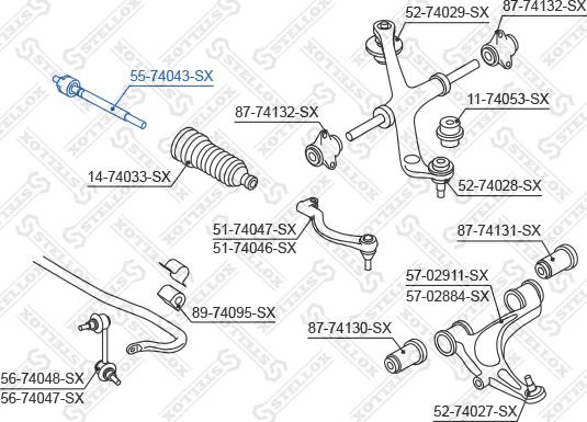 Stellox 55-74043-SX - Aksiālais šarnīrs, Stūres šķērsstiepnis www.autospares.lv