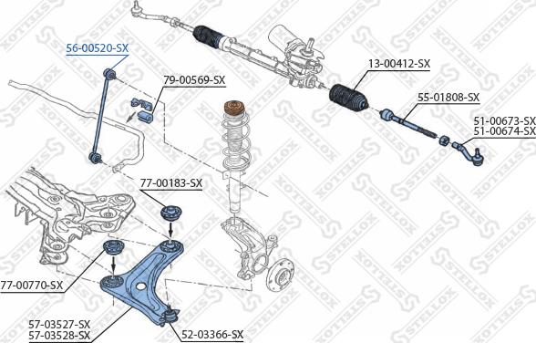 Stellox 56-00520-SX - Rod / Strut, stabiliser www.autospares.lv