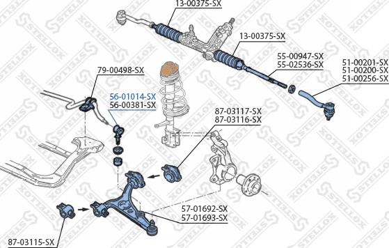 Stellox 56-01014-SX - Rod / Strut, stabiliser www.autospares.lv