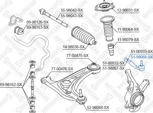 Stellox 51-98068-SX - Stūres šķērsstiepņa uzgalis autospares.lv