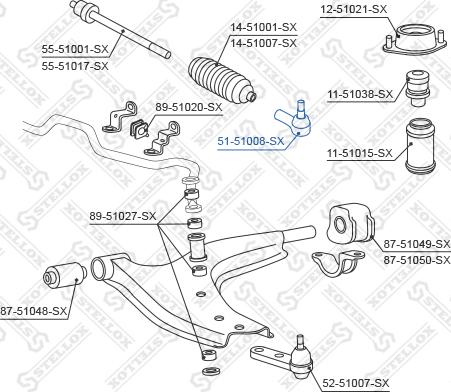 Stellox 51-51008-SX - Наконечник рулевой тяги, шарнир www.autospares.lv