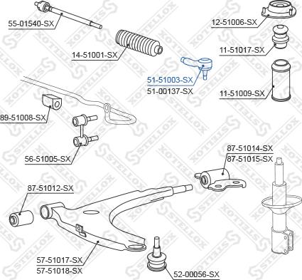 Stellox 51-51003-SX - Наконечник рулевой тяги, шарнир www.autospares.lv