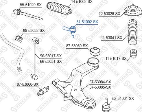 Stellox 51-51002-SX - Наконечник рулевой тяги, шарнир www.autospares.lv