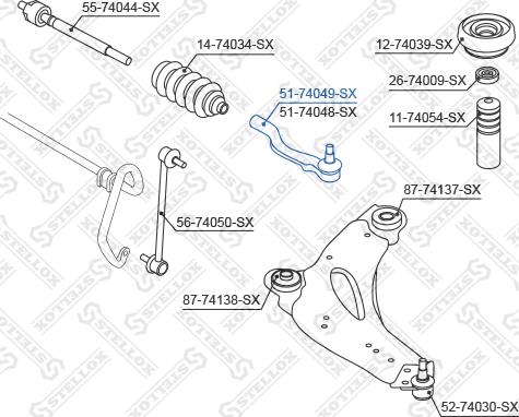 Stellox 51-74049-SX - Stūres šķērsstiepņa uzgalis www.autospares.lv