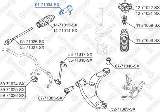 Stellox 51-71004-SX - Наконечник рулевой тяги, шарнир www.autospares.lv