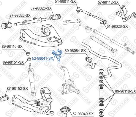 Stellox 52-98041-SX - Шаровая опора, несущий / направляющий шарнир www.autospares.lv