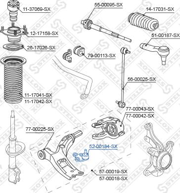 Stellox 52-00184-SX - Balst / Virzošais šarnīrs autospares.lv