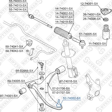 Stellox 52-74002-SX - Balst / Virzošais šarnīrs www.autospares.lv