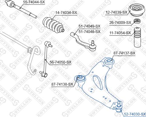 Stellox 52-74030-SX - Balst / Virzošais šarnīrs autospares.lv