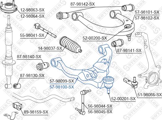 Stellox 57-98100-SX - Neatkarīgās balstiekārtas svira, Riteņa piekare autospares.lv