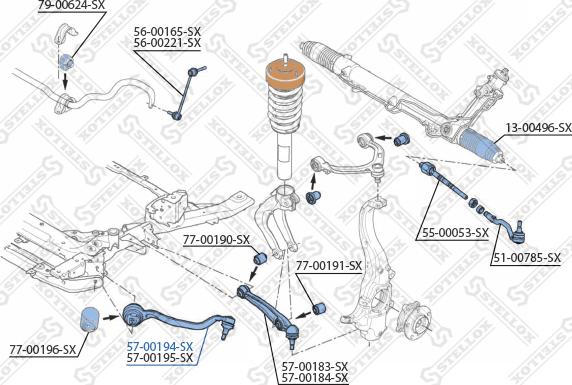 Stellox 57-00194-SX - Neatkarīgās balstiekārtas svira, Riteņa piekare www.autospares.lv