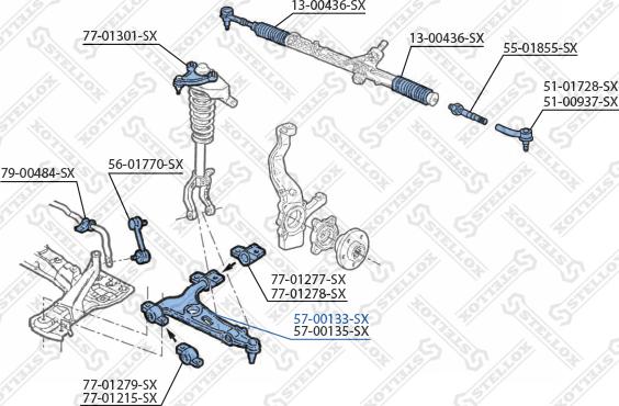 Stellox 57-00133-SX - Neatkarīgās balstiekārtas svira, Riteņa piekare www.autospares.lv