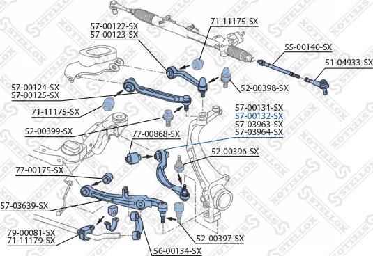 Stellox 57-00132-SX - Neatkarīgās balstiekārtas svira, Riteņa piekare autospares.lv