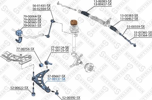 Stellox 57-00137-SX - Neatkarīgās balstiekārtas svira, Riteņa piekare autospares.lv