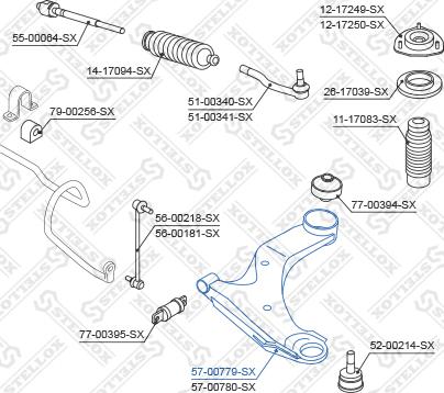 Stellox 57-00779-SX - Neatkarīgās balstiekārtas svira, Riteņa piekare www.autospares.lv