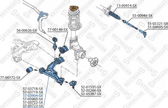 Stellox 57-03904-SX - Neatkarīgās balstiekārtas svira, Riteņa piekare autospares.lv