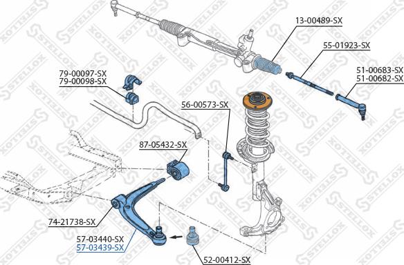 Stellox 57-03439-SX - Neatkarīgās balstiekārtas svira, Riteņa piekare autospares.lv