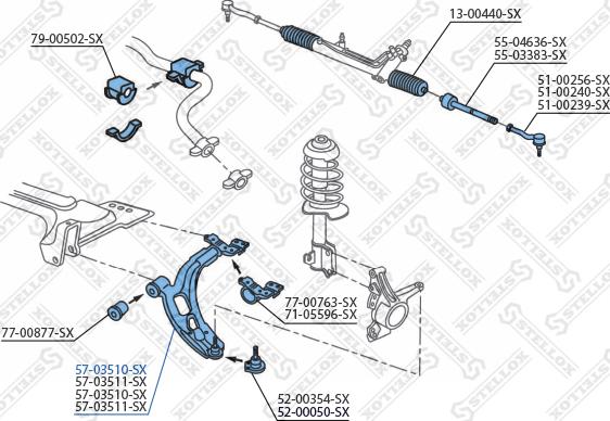 Stellox 57-03510-SX - Neatkarīgās balstiekārtas svira, Riteņa piekare autospares.lv