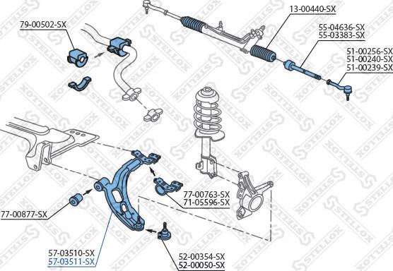 Stellox 57-03511-SX - Neatkarīgās balstiekārtas svira, Riteņa piekare autospares.lv