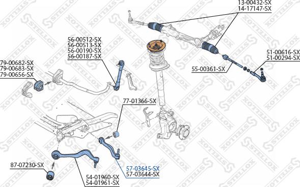 Stellox 57-03645-SX - Neatkarīgās balstiekārtas svira, Riteņa piekare www.autospares.lv