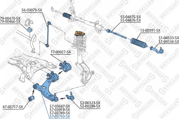 Stellox 57-03750-SX - Neatkarīgās balstiekārtas svira, Riteņa piekare autospares.lv