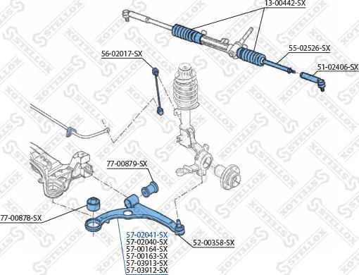 Stellox 57-02041-SX - Neatkarīgās balstiekārtas svira, Riteņa piekare autospares.lv