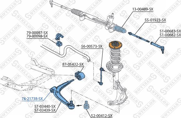 Stellox 74-21738-SX - Piekare, Šķērssvira autospares.lv