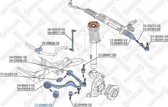 Stellox 77-00969-SX - Remkomplekts, Balstiekārtas svira www.autospares.lv