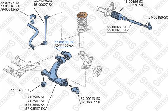 Stellox 77-00158-SX - Сайлентблок, рычаг подвески колеса www.autospares.lv