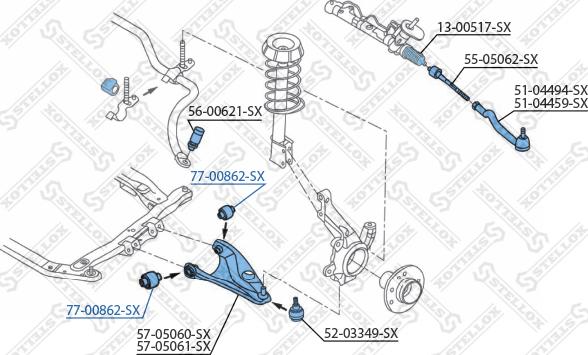 Stellox 77-00862-SX - Сайлентблок, рычаг подвески колеса www.autospares.lv