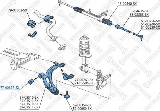 Stellox 77-00877-SX - Bush of Control / Trailing Arm www.autospares.lv