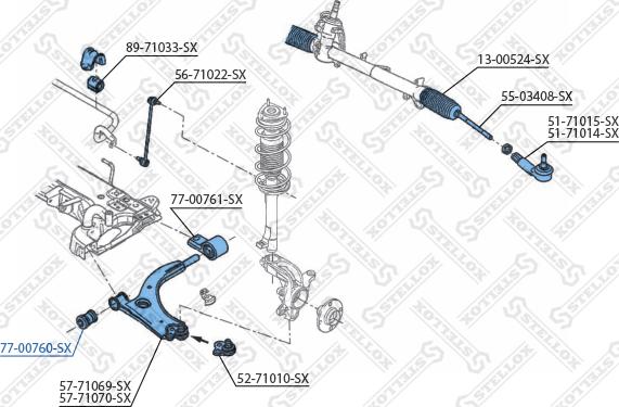 Stellox 77-00760-SX - Piekare, Šķērssvira www.autospares.lv