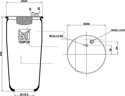 ST-Templin 04.060.6106.950 - Pneimoatsperes spilvens, Pneimopiekare www.autospares.lv