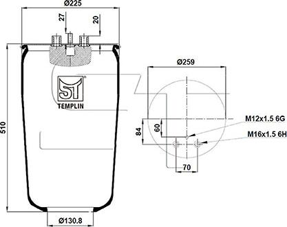 ST-Templin 04.060.6106.930 - Pneimoatsperes spilvens, Pneimopiekare www.autospares.lv