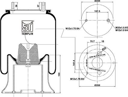 ST-Templin 04.060.6106.840 - Bellow, air suspension www.autospares.lv