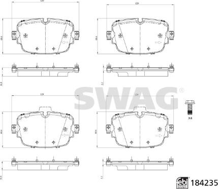 Swag 33 10 9325 - Bremžu uzliku kompl., Disku bremzes www.autospares.lv