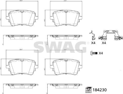 Swag 33 10 9320 - Bremžu uzliku kompl., Disku bremzes www.autospares.lv