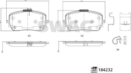 Swag 33 10 9322 - Bremžu uzliku kompl., Disku bremzes www.autospares.lv