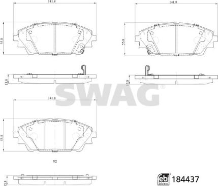 Swag 33 10 9371 - Bremžu uzliku kompl., Disku bremzes autospares.lv