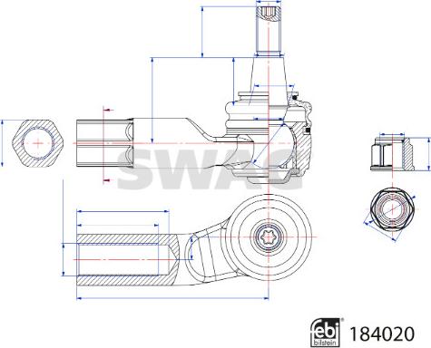 Swag 33 10 9249 - Stūres šķērsstiepņa uzgalis www.autospares.lv